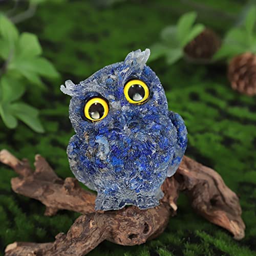 KYEYGWO Lapis Lazuli Cute Crystal Owl Figure Ornaments Decorative Resin Bird Statues for Home Office Table Mini Stone Animal Sculpture Talisman Micro Landscape - Image 4