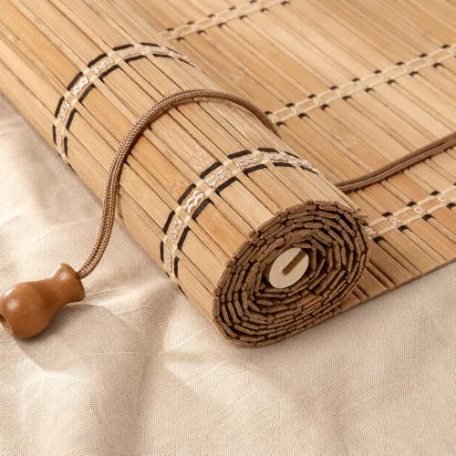 Glimer Bamboo Blinds for Interior Windows, Natural Roll Up Bamboo Shades for Indoor Windows & Outdoor Patio, Light Filtering Bamboo Window Shades for Living Room, Porch, Balcony, Easy to Install