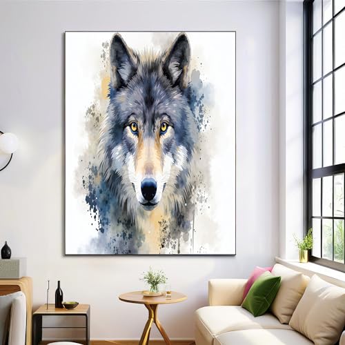 Affiche loup bleu clair aquarelle pour creer un salon moderne et zen