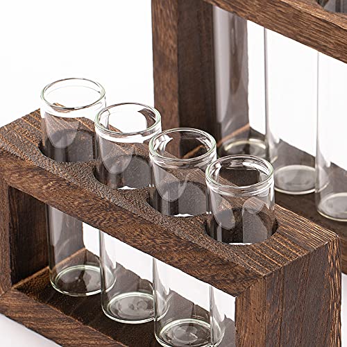 Yangbaga Wall Mounted Hanging Planter 9Test Tubes, Terrarium Planter Vase Kit With Wooden Stand For Propagating Hydroponic Plants-For Office Home Wedding Garden Decoration 2Pcs #TOP2