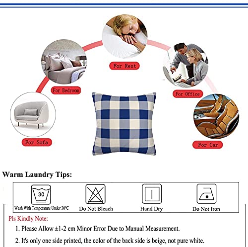 Ahahm Navy Blue And White Buffalo Check Plaid Throw Pillow Covers Farmhouse Decorative Throw Pillow Case Indoor Outdoor Cushion Cover Pillowcase For Sofa 18 X 18 Inch Set Of 2 #TOP3