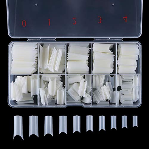 YIMART 500pcs Fake Nails Premium Square Natural Nail Art C Tips French Acrylic C Curve False Nails for Gel Polish (Natural With Box)