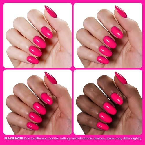 Image of Beetles Raspberry Gel Nail Polish - Raspberry Kiss HEMA-Free Hot Pink Gel Polish, 15ML Full Size /0.51Fl Oz, Soak Off UV LED Lamp Neon Pink Nails, Summer Nails Art Manicure Salon