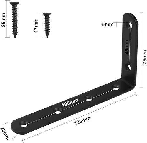 Miniatura 2 de 4 soportes de estante resistentes de acero inoxidable en forma de L, soporte de estante de metal para estantes de gabinete, 4.921 x 2.953 in con 24