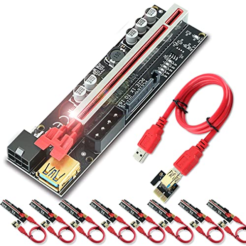 Ubit ã€8 Packã€‘ PCI-E Riser for Bitcoin Litecoin ETH Coin Mining Dual-6PIN+MOLEX Powered PCIE Extension Cable GPU Riser PCIEX1 to PCIE X16 GPU Riser