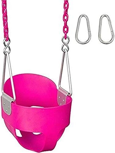 Swing Set Stuff Inc. Highback - Cubo completo con cadena recubierta de 5.5 pies y calcomanía con logotipo SSS, color rosa