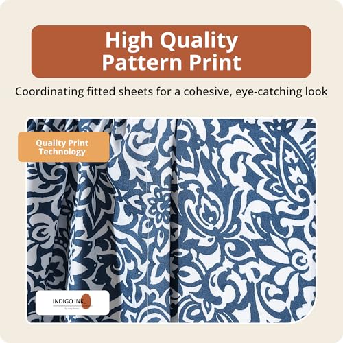 Indigo Ink Tufted Medallion Queen 4-Piece Deep Pocket Sheet Set, Navy Blue by Indigo Ink - Used condition - Image 3