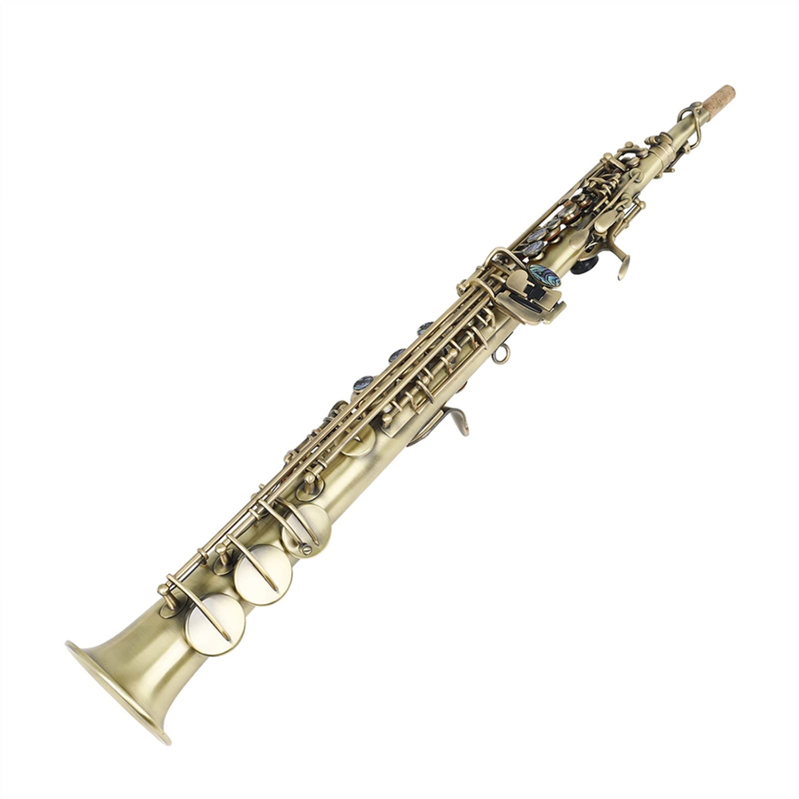 TSTS Saxofón Bronce Recto BB B Saxofón Plano Instrumento Musical De Viento De Madera con Estuche Kit Sassofono
