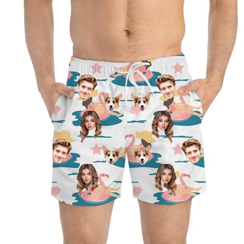Custom Swim Trunks with Face for Men Personalized Beach Swim Shorts with Photo Logo Gift for Men's