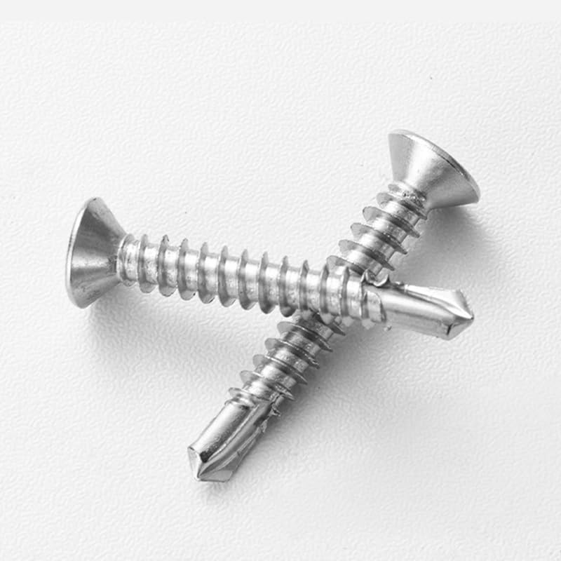 Śruby z łbem płaskim, samogwintujące śruby z łbem płaskim, Phillips, stal nierdzewna 410, 14 x 6,3 cm, 30 sztuk