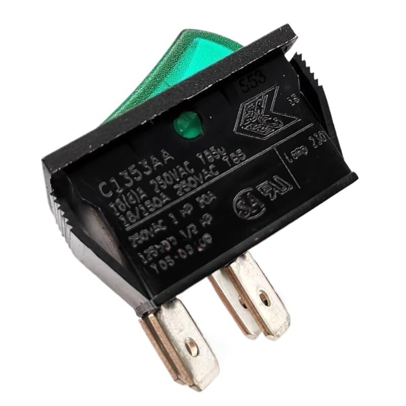 Illuminated Rocker Switch, Models C1553AL, C1353AA, C1350AB, and C1353AB (Red Indicator, O Off Position), 1 Piece