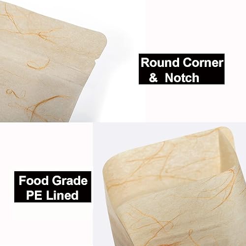 Miniatura 5 de Muka 50 bolsas reutilizables de papel de arroz para almacenamiento de alimentos con ventana transparente Ziplock, bolsas de sellado térmico para