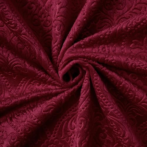 Image of Encasa XO Embossed Velvet Fabric Material by Meter Maroon | Sofa Cloth Material | Unstitched Fabric for Making Cushion Cover, Sofa Cover | 175 GSM | 3 Meters, 300x150 cm