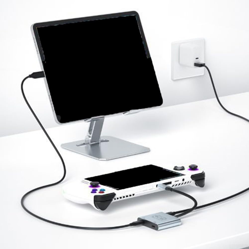 Adapter do okularów USB C na AR, podwójny konwerter do przełącznika do pokładu parowego, wyjście wideo HD, koncentrator odtwarzania i ładowania, srebrny, 8 x 12 cm