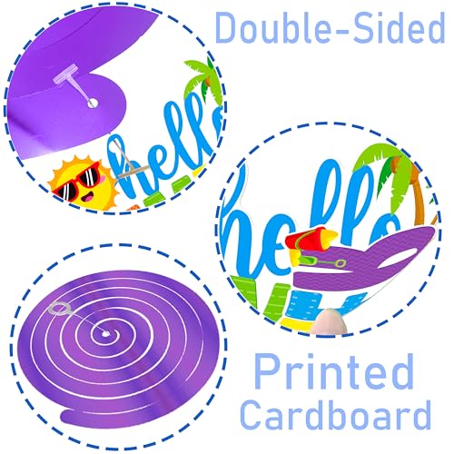 Image of Summer Beach Pool Party Hanging Swirls Hello Summer Party Decoration 20pcs Beach Pool Themed Swirl Ceiling Summer Party Hanging Streamer for Hawaii Beach Pool Party Baby Shower Supplies