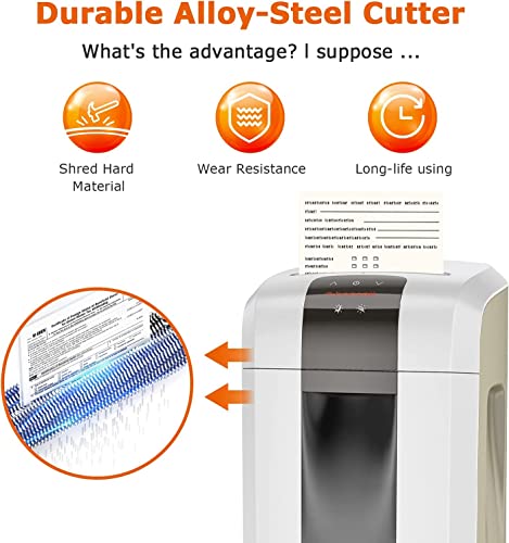 Bonsaii Paper Shredder, 120 Minutes Continuous Running Time, 8-Sheet Heavy Duty Micro Cut Cd Credit Card Shredder For Office With 6 Gallons Pull-Out Basket And 4 Casters, White #TOP6