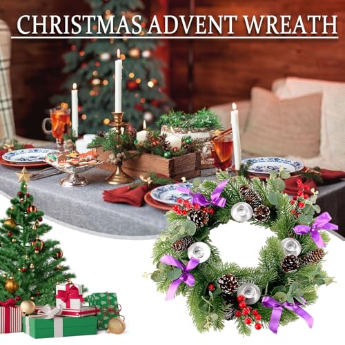 Couronne de bougies pour centre de table et fêtes de Noël - 3