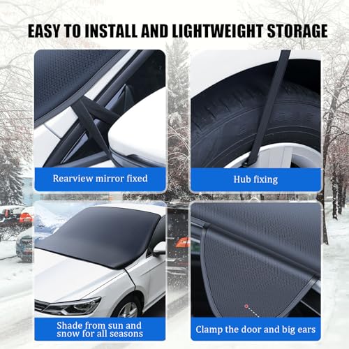 Image of 360 All-Weather Windshield Ice Cover, Car Windshield Cover for Ice and Snow, Waterproof, Side Mirror Protector, Fits for Most Standard Cars & SUV (Large)