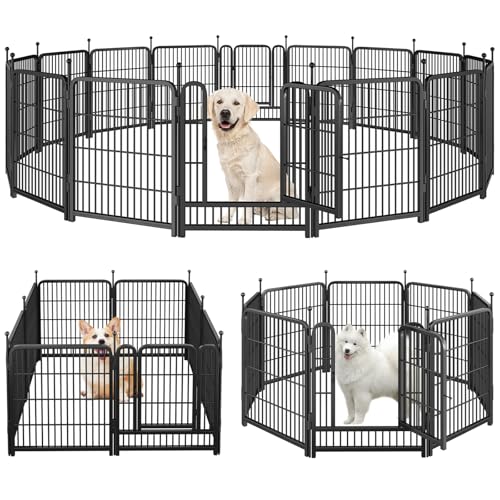 Image of Dog Playpen Portable Outdoor Dog Fence, Dog Playpen for Large /Medium /Small Dogs, Dog Fences for The Yard with Doors Foldable Metal