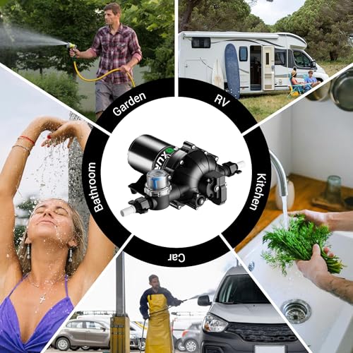 Image of 7GPM RV Water Pump, 70PSI 12V DC Fresh Water Pump, Self-Priming Diaphragm Water Pump with Pressure Switch and Filter for RV, Garden, Yacht, Camping