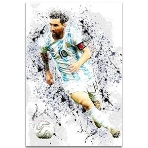 Generic Football Superstar Watercolor Poster, Messi Wall Art Print Poster for Living Room Bedroom Room Gym Decor (16″”x24″” Unframed), Clear