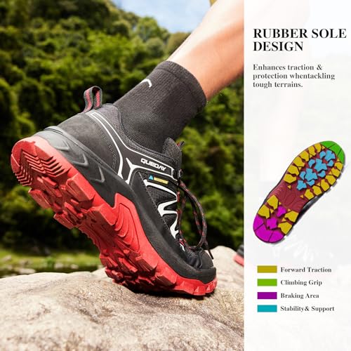 Queday Mens Waterproof Hiking Shoes Lightweight Outdoor Walking Shoes Breathable Hike Trekking Trails Camping Climbing4