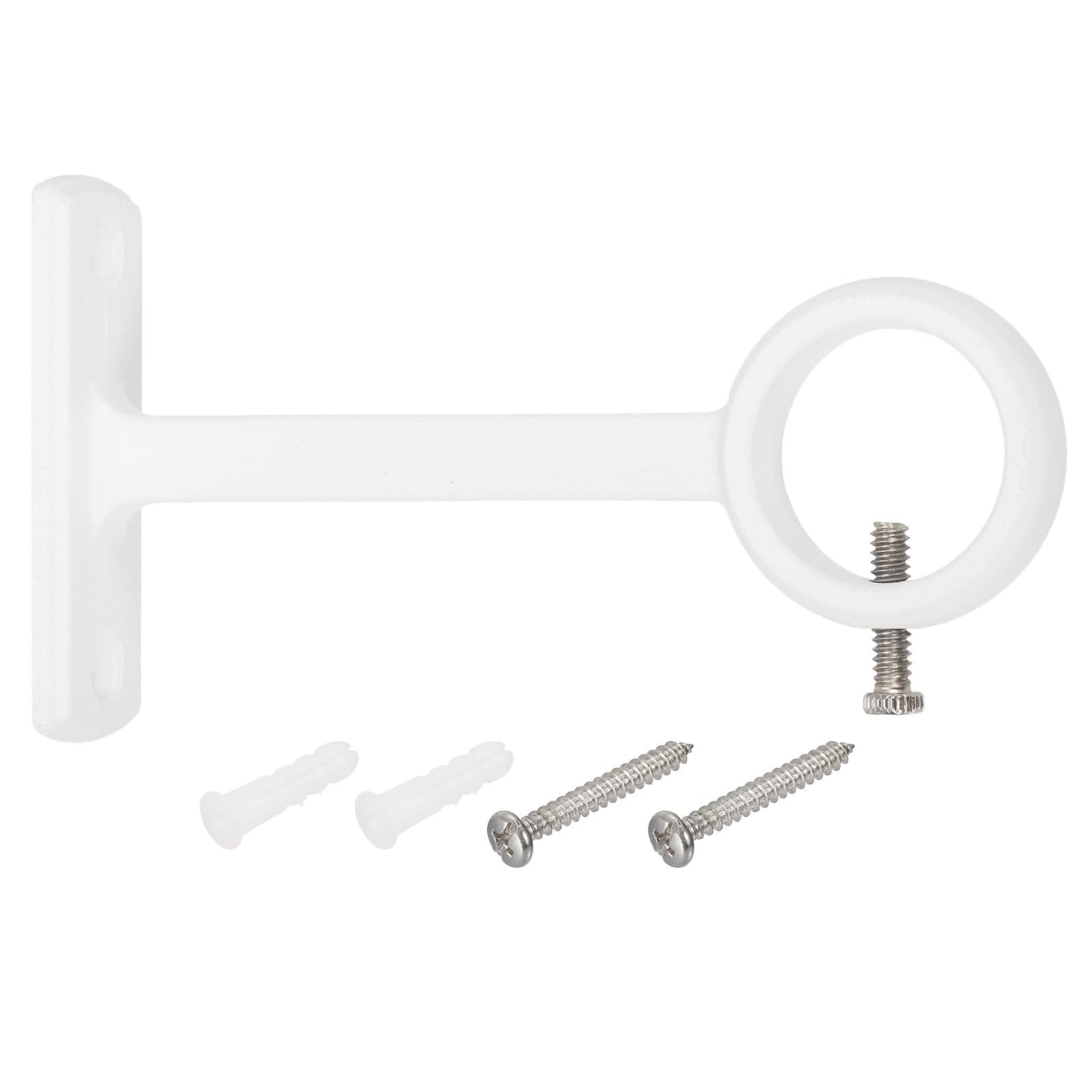 sourcing map 1Pcs Curtain Rod Brackets, Drapery Hanging Rod Holders Wall Bracket Hook Wall Mount for Home Office, White