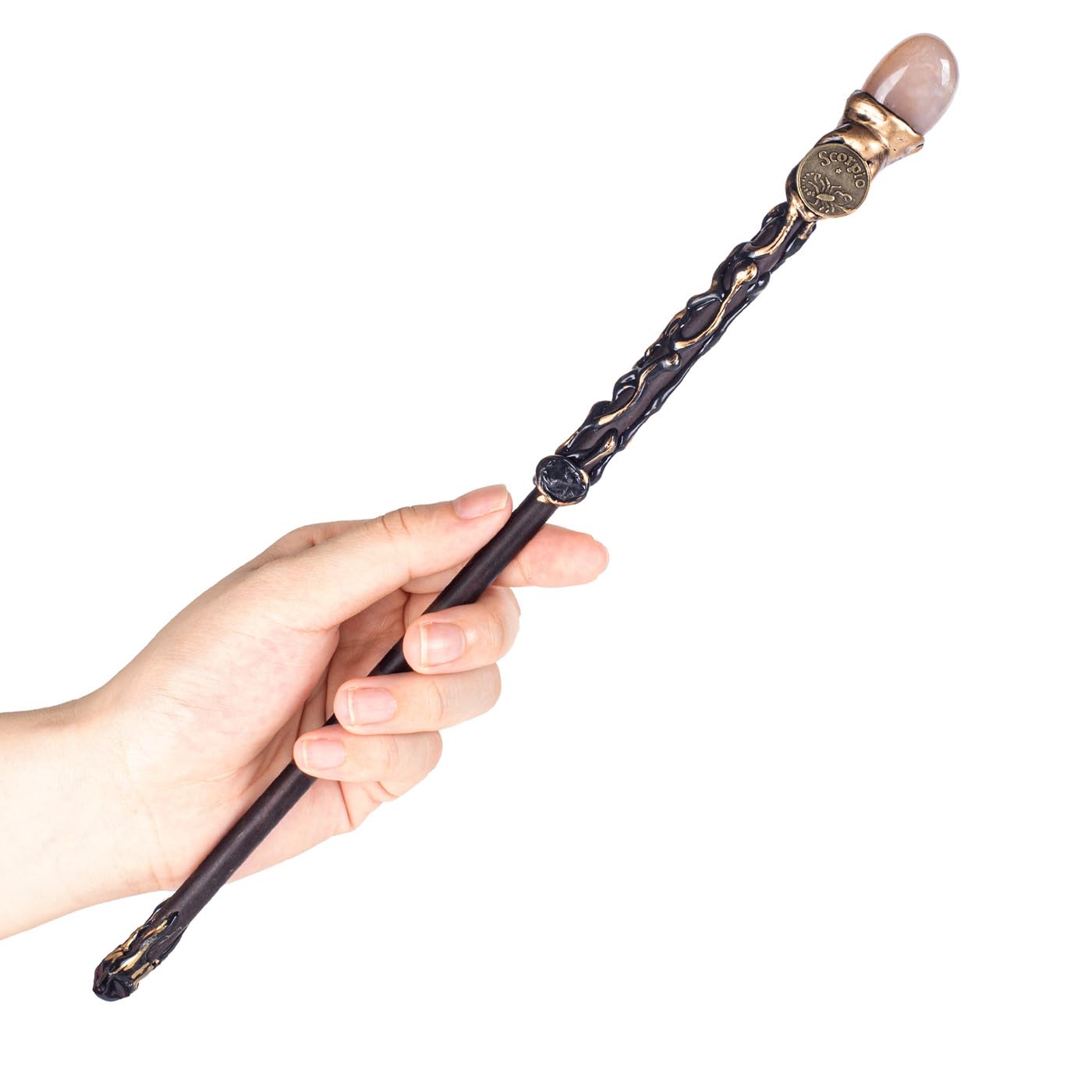DUQGUHO Scorpio Wand Pink Agate Crystal Magic Crystal Wand Scorpio Gifts Handcrafted Witch Fairy Wizard Zodiac Wand Sorcerer Cosplay Accessories Party Stage Costume Wands