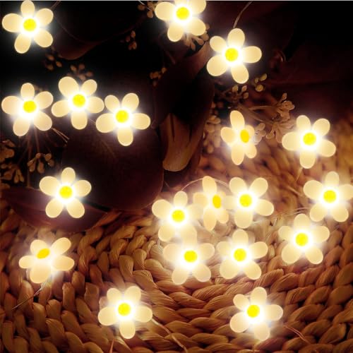 TaimeiMao Guirlande Lumineuse 2m 20 LED Fleurs Marguerites - Micro Guirlande LED pour Intérieur/Extérieur (Jardin, Terrasse, Balcon, Arbres, Mariages, Fêtes) [Classe...