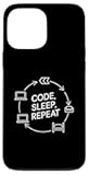 Code Sleep Repeat Funny Saying Programmer Coding Life Cycle Case for iPhone 13 Pro Max