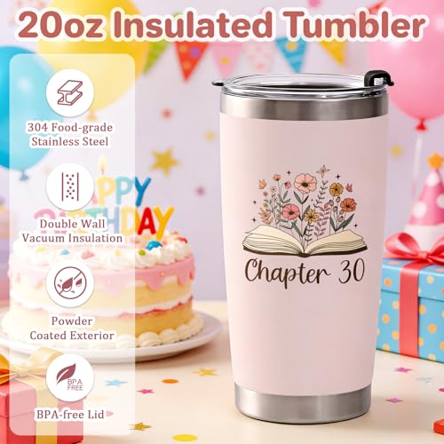 Qtencas 30th Birthday Gifts for Women, Chapter 30 20oz Insulated Tumbler with Lid & Straw, Makeup Bag, Notebook and Ballpoint Pen, 30 Year Old Birthday Gifts for Sister Friends Wife Aunt Daughter by Qtencas - Used condition - Image 7