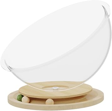 Space Capsule Cat Bed Small Pets Bed Toy Solid Wood Stand Stable All Seasons Kitten Nest Transparnt Cat House for Kitten Cats, S
