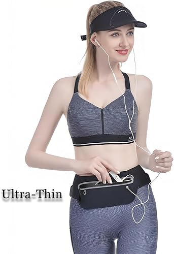 Miniatura 3 de Cinturones de correr ultrafinos para mujeres y hombres, absorbente de sudor, impermeable, soporte para teléfono, bolsa elástica ajustable para