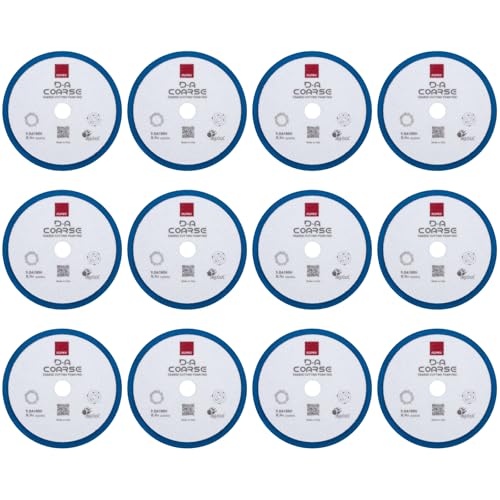 Image of RUPES 9.DA180H Pack of 12 Blue D-A Coarse Cutting Foam Pads 180mm | Ideal for Paint Correction & Gloss Enhancement | Mild to Severe Defect Removal | Compatible with 6 inch Backing Plate