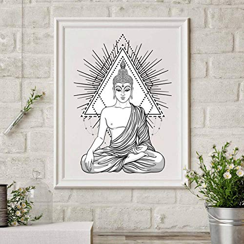 Peinture Bouddha assis mur art pour creer un salon zen et propice a la meditation