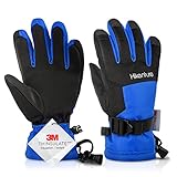 HIKENTURE Skihandschuhe Kinder, Handschuhe Kinder Wasserdicht, Ski Schnee Handschuhe Kinder Wasserfest, Winterhandschuhe Kinder für Ski Snowboard, MTB Winter Fahrradhandschuhe Kind 4 -15 Jahren-C-A1