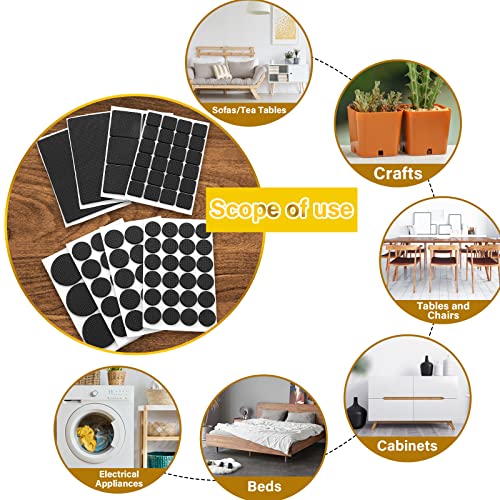 Abeillo 93 Stück Anti Rutsch Pad Selbstklebend, Anti-Rutsch-Gummimatte für Möbel, Runde Rechteckige Möbel Rutschhemmer für Möbelfüße Stuhlbeine, Sofas usw. (8 Größen, 5mm Dicke)