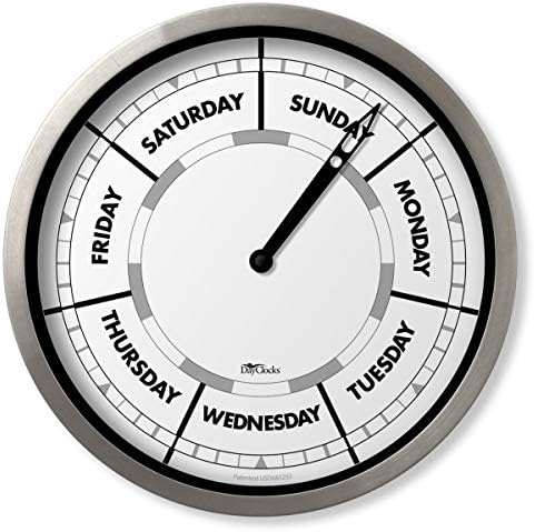 DayClocks Day of The Week Wall Clock with Aluminum Frame – Calendar Day Clock – Ideal Retirement Gift for Men & Women – 10"