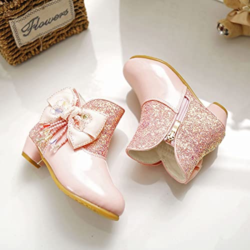School Shoes for Baby Girls Boots Autumn And Winter Bowknot Cute Children's Kids New Side Zipper Children Boots3