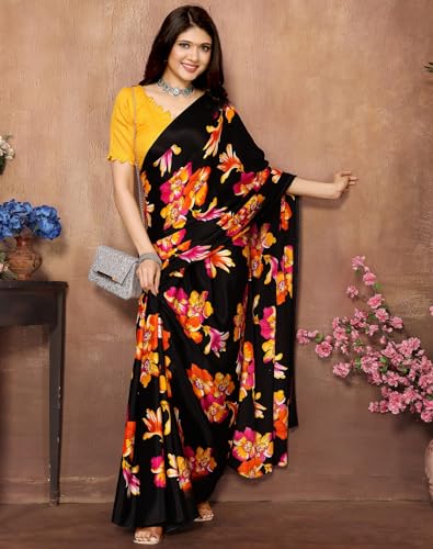 Image of Yashika Women's Tussar Silk Printed Ready To Wear one Minute Saree With Unstitched Blouse | 1 Minute saree | Ready To Wear sari | saree for women