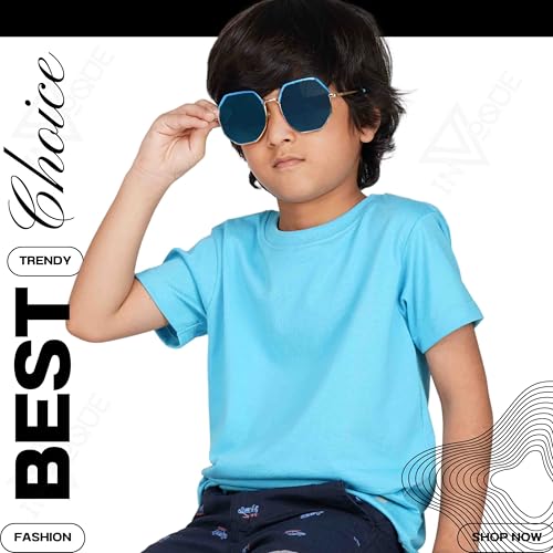 Image of Kids Round Neck Boys Tshirt | Short Sleeves | Natural Organic 100% Cotton Soft Comfortable Fabric | School Plain Color Original Branded Half Sleeve | T-Shirt for Boy Kid | Sleepwear Everyday Casual