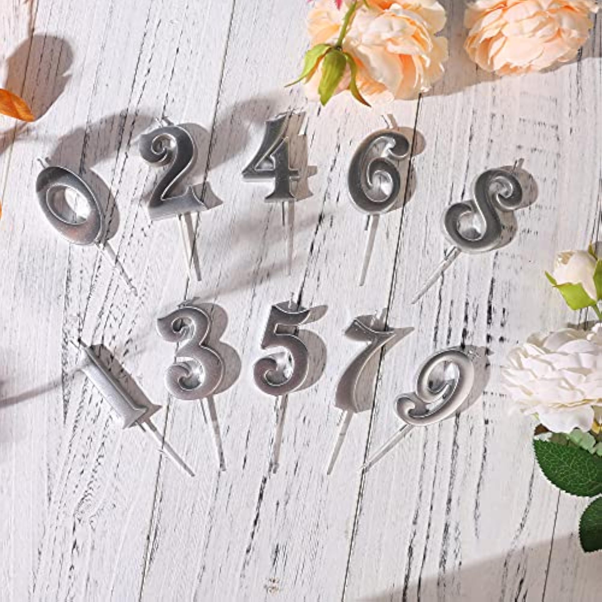 Silver 70th Birthday Candles for Cake Decoration