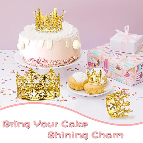 Coidea CBT4340 4 Pcs Crown Cake Topper, Gold Mini Crown Flower Arrangements Bouquet thumb #2