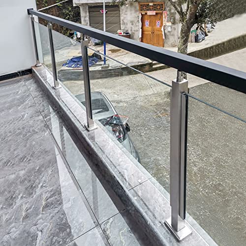 Pince de garde-corps en verre avec poteau inox brossé rigide - 2