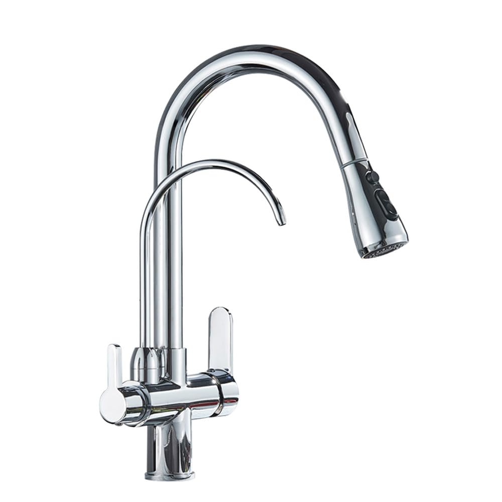 Mitigeur de cuisine avec douchette extractible et filtre eau pure chrome