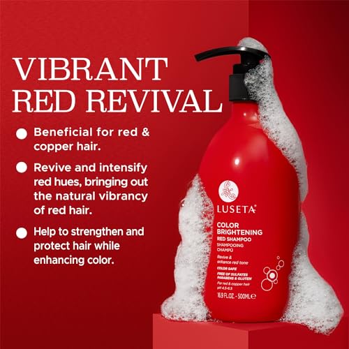Image of Luseta Red Hair Color Brightening Shampoo 16.9oz | Red Hair Shampoo, Enhancing Red Hair for Color Treated, Color Depositing Shampoo for Copper Hair, Sulfate, Paraben Free