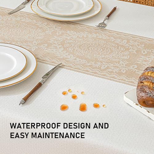 Linen Tablecloths for Rectangle Tables,6 FT Table Cloth Advanced Waterproofing Technology for Dinningroom,Farmhouse