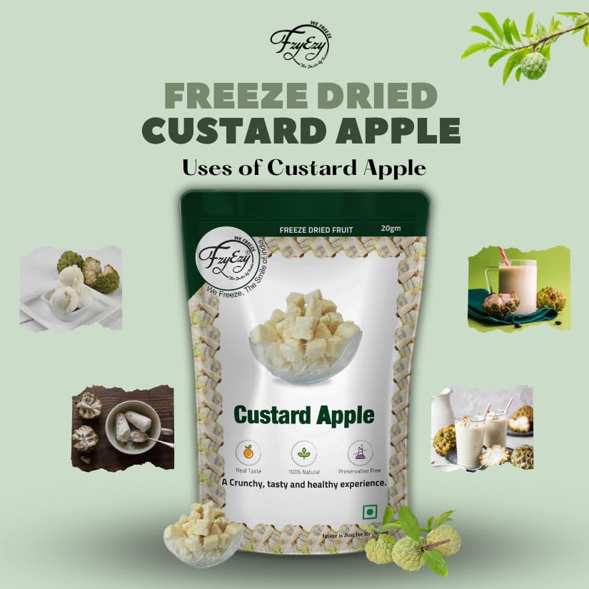 Image of FzyEzy Healthy Dried Fruits Candy /Chips /Slices | High Dietary Fibers & Antioxidant| Boosts Digestion| Good Snacks for Kids & Adults pack of 1 (Custard Apple)(20gm)