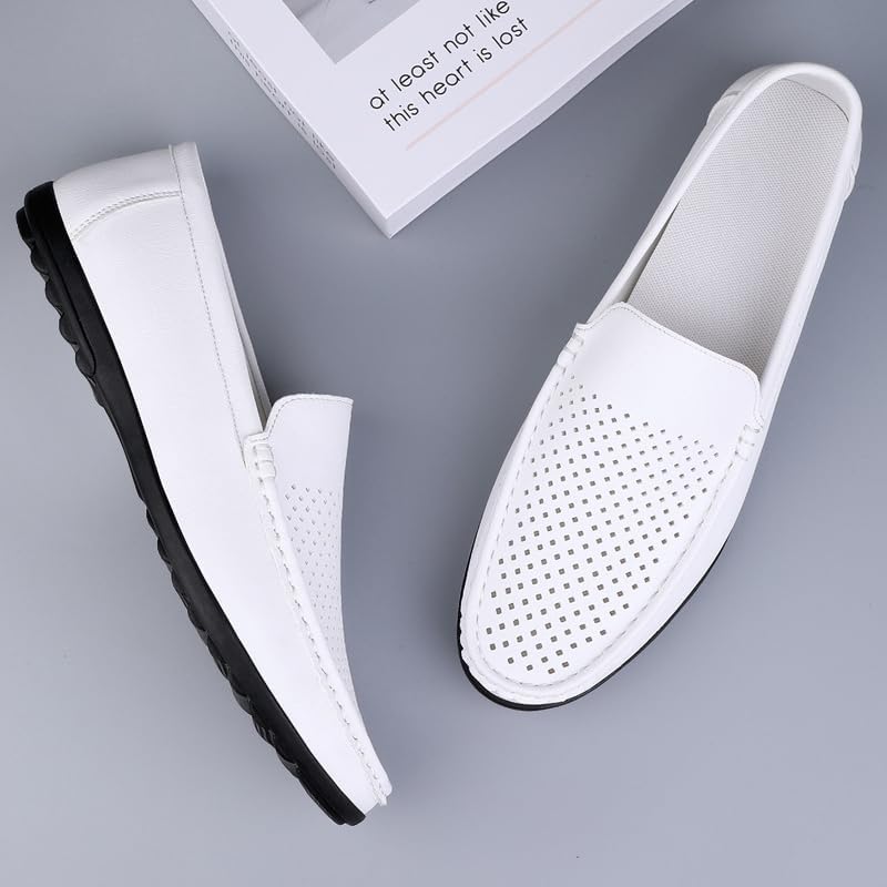 Men's Penny Loafers Leather Breathable Slip-On Driving Boat Shoes