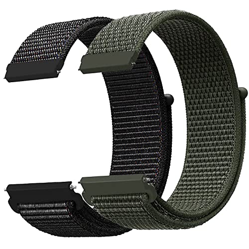Smlper Bracelet de montre en nylon, bracelet velcro 20 mm/22 mm, 2 bracelets de montre intelligents avec boucle à dégagement rapide, bracelet de sport tressé respirant réglable pour homme et femme.